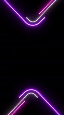 soyut geometrik teknoloji neon çizgileri çerçeve siyah arkaplan, animasyon