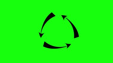 yeşil arkaplan üzerinde geri dönüşüm okları döndürme, canlandırma