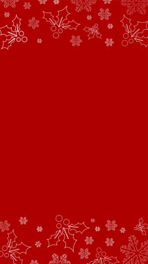 Yaratıcı Noel ve Mutlu Yıllar kırmızı pankart tasarımı. Kutsal meyveler ve kar taneleri dokusu. 