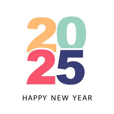 2025 mutlu yeni yıl kartı, vektör illüstrasyonu, parlak baskı