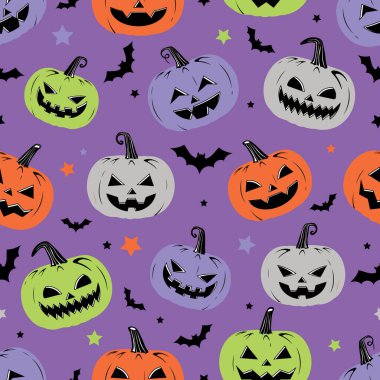 Balkabakları ve yarasalarla kusursuz cadılar bayramı deseni