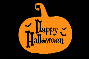 Mutlu Cadılar Bayramı kartları. Cadılar bayramı harfleri ve balkabağı. vektör illüstrasyonu.