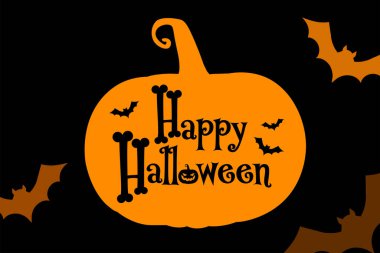 Mutlu Cadılar Bayramı kartları. Cadılar bayramı harfleri ve balkabağı. vektör illüstrasyonu.