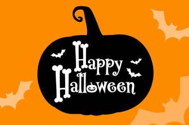 Mutlu Cadılar Bayramı kartları. Cadılar bayramı harfleri ve balkabağı. vektör illüstrasyonu.