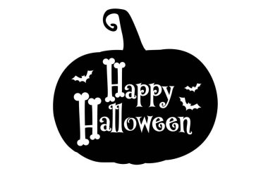 Mutlu Cadılar Bayramı kartları. Cadılar bayramı harfleri ve balkabağı. vektör illüstrasyonu.