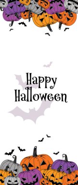 Balkabaklı Cadılar Bayramı tebrik kartı, vektör illüstrasyon tasarımı