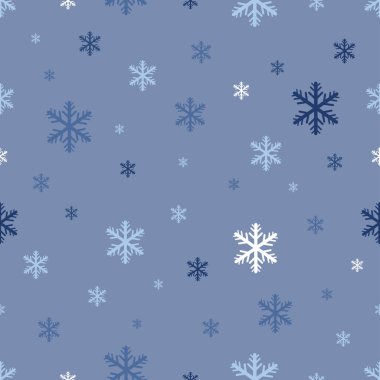 Kar taneleri vektör illüstrasyonlu kışın pürüzsüz deseni 