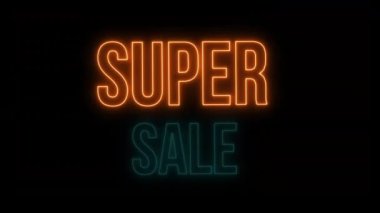 Süper satış metniyle neon işareti. 