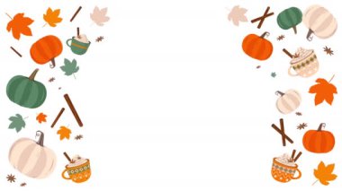 Kabak ve yapraklarla sonbahar arkaplanı.