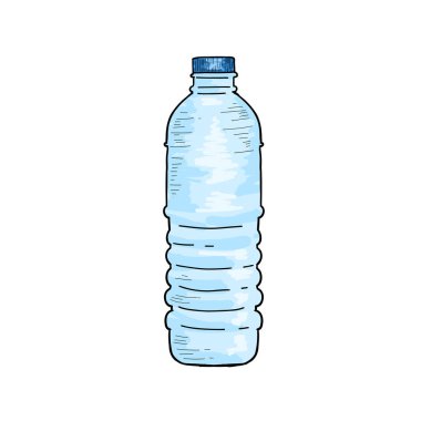 El Çekimi Vintage Stil Vektör Su Şişesi Beyaz Arkaplan 'da izole edildi. Suyun Retro vektör çizimi. Eski tasarım ögesi.