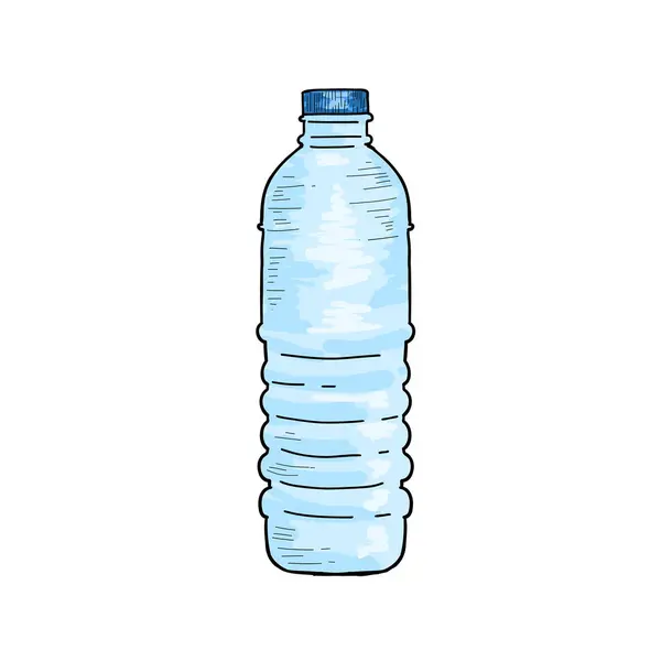 El Çekimi Vintage Stil Vektör Su Şişesi Beyaz Arkaplan 'da izole edildi. Suyun Retro vektör çizimi. Eski tasarım ögesi.