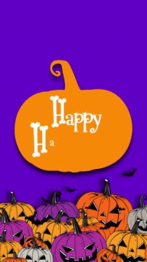 Cadılar bayramı arka planında yarasalar ve metinler Mutlu Cadılar Bayramı. 