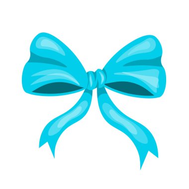 Mavi kurdele yayı beyazda izole edilmiş.