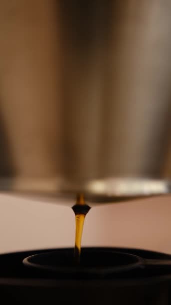 Een Prachtig Druppelkoffiezetapparaat Dat Koffie Van Dichtbij Zet Koffie Druppel — Stockvideo