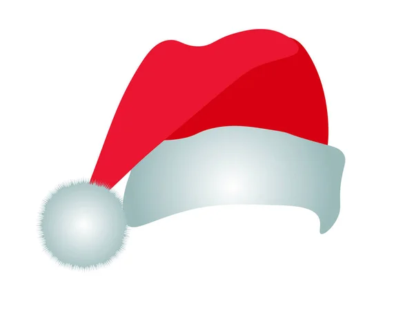 Kırmızı Noel şapkası. Xmas atmosferi. Vektör illüstrasyonu beyaz arkaplanda izole edildi.
