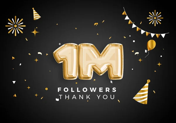 1 Million followers celebration. Social media achievement poster. Followers thank you lettering. 3D Rendering