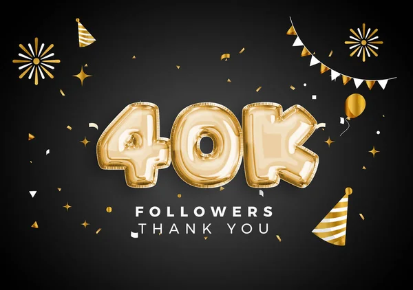 40k followers celebration. Social media achievement poster. Followers thank you lettering. 3D Rendering