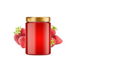 Çilekli Jam Jar Mockup. Boş Etiket