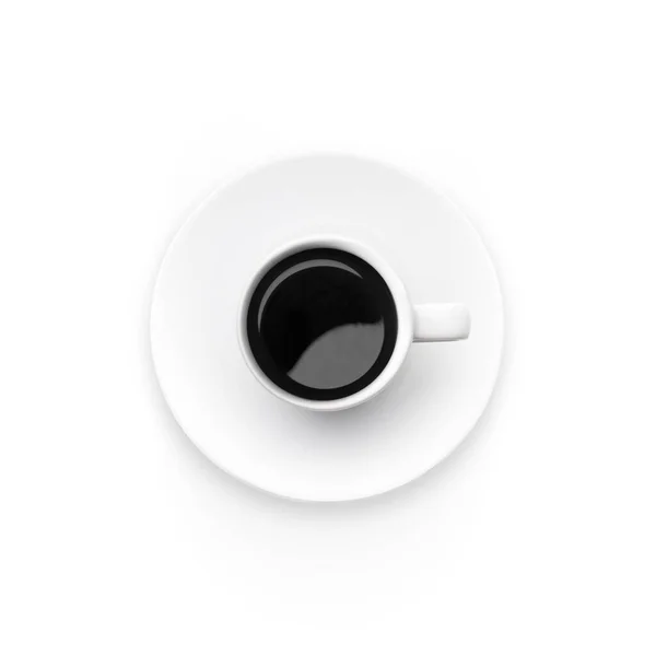Чашка Кофе Вид Сверху Изолирован Белом Фоне — стоковое фото