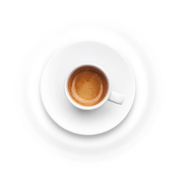 Чашка Кофе Вид Сверху Изолирован Белом Фоне — стоковое фото