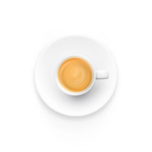 白地に隔離されたコーヒーカップトップビュー — ストック写真