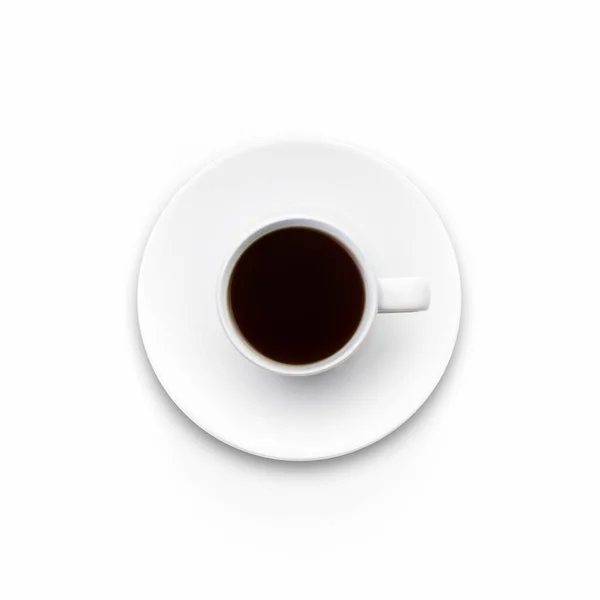 Xícara Café Vista Superior Isolado Fundo Branco — Fotografia de Stock