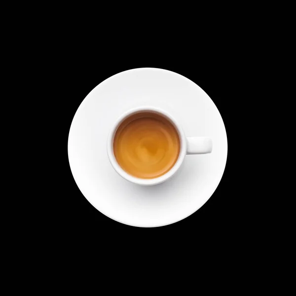 Káva Pohár Top Pohled Izolované Černém Pozadí — Stock fotografie