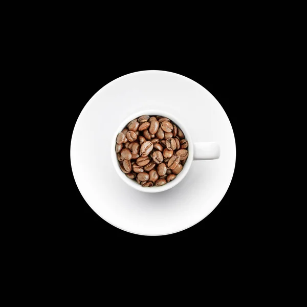 Káva Pohár Top Pohled Izolované Černém Pozadí — Stock fotografie