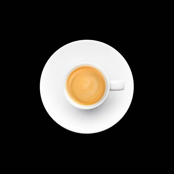 Kahve Fincanı Üstü Görünümü Siyah Arkaplanda Izole — Stok fotoğraf