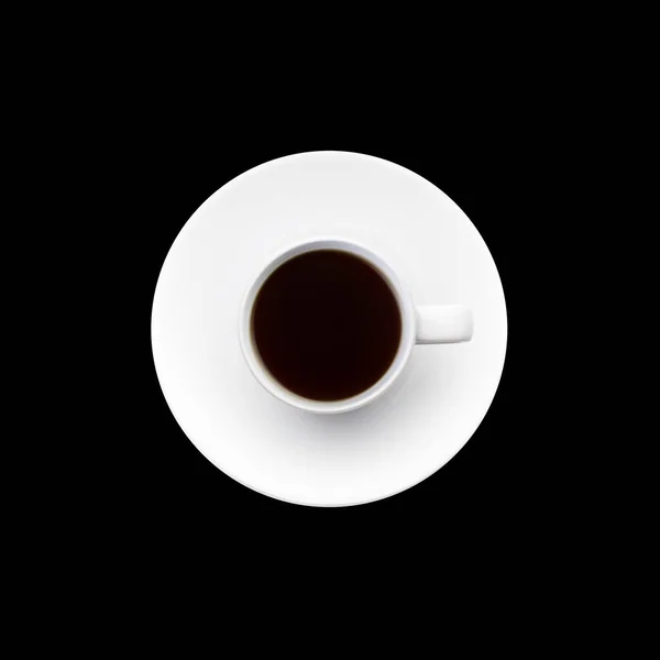 Kaffeetasse Draufsicht Isoliert Auf Schwarzem Hintergrund — Stockfoto