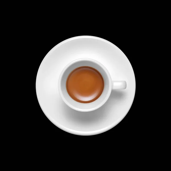 Koffie Cup Bovenaanzicht Geïsoleerd Zwarte Achtergrond — Stockfoto
