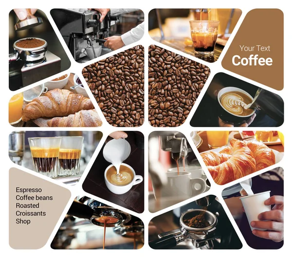 Καφετέρια Concept Photo Collage Μπορεί Χρησιμοποιηθεί Για Οπτική Στάση Οθόνη — Φωτογραφία Αρχείου