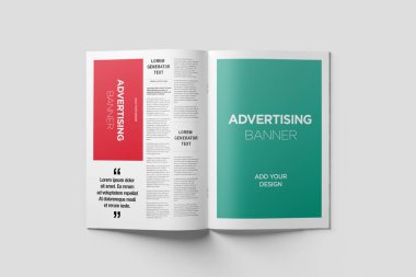 Magazine 'de reklam afişi, broşür modeli. 3B Hazırlama