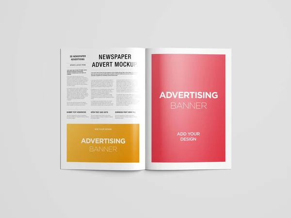 Advertising Banner Magazine Brochure Mockup Rendering — Stock Photo, Image