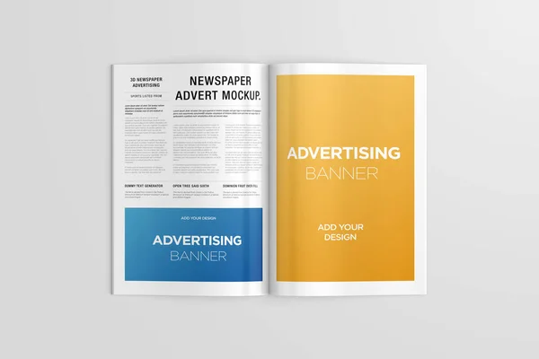 Banner Publicitario Magazine Brochure Mockup Renderizado —  Fotos de Stock