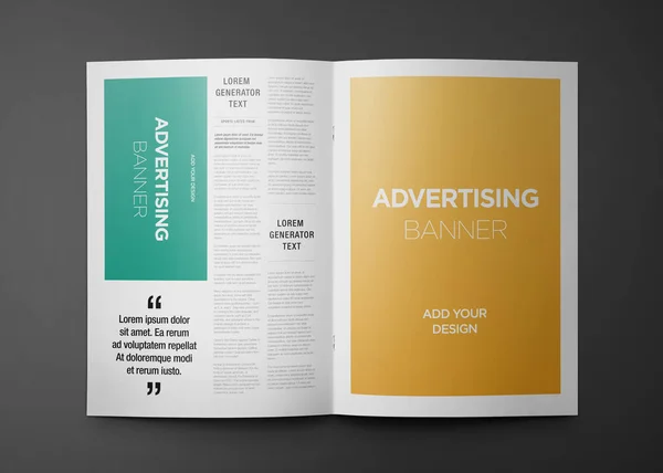 杂志上的广告横幅 宣传册 3D渲染 — 图库照片