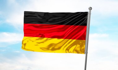 Almanya bayrağı gökyüzünde dalgalanıyor. 3B Hazırlama