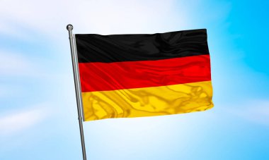 Almanya bayrağı gökyüzünde dalgalanıyor. 3B Hazırlama