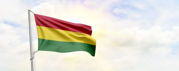 Bolivia Flag Waving Sky Background Rendering — Zdjęcie stockowe