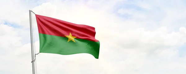 Burkina Faso Flag Waving Sky Background Rendering — Zdjęcie stockowe