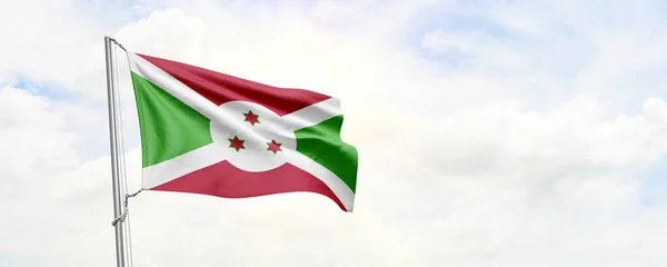 Burundi Flag Waving Sky Background Rendering — Stockfoto
