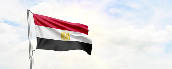 Egypt Flag Waving Sky Background Rendering — Stock Photo, Image