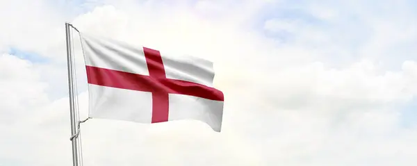 England Flag Waving Sky Background Rendering — Fotografia de Stock