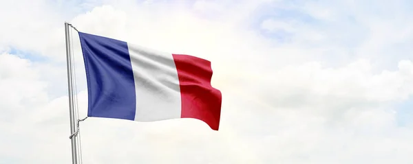 Bandeira França Acenando Fundo Céu Renderização — Fotografia de Stock
