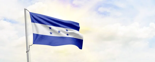 Bandera Honduras Ondeando Sobre Fondo Del Cielo Renderizado — Foto de Stock