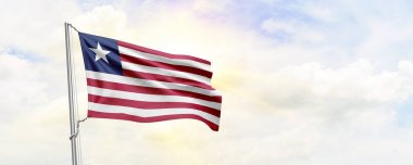 Liberya bayrağı gökyüzünde dalgalanıyor. 3B Hazırlama