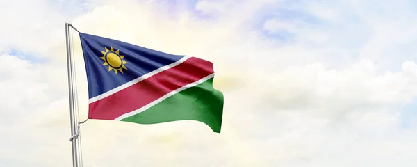 Namibia Flag Waving Sky Background Rendering — Stock Photo, Image