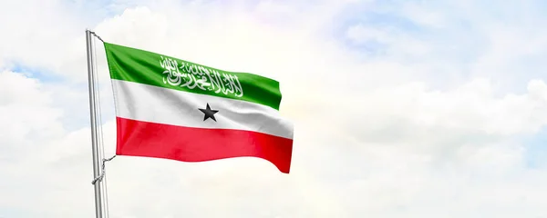 Somaliland Flag Waving Sky Background Rendering — Foto de Stock
