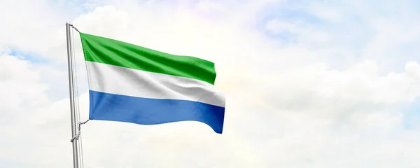 Sierra Leone Flag Waving Sky Background Rendering — Stock Photo, Image