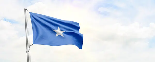 Somalia Flag Waving Sky Background Rendering —  Fotos de Stock